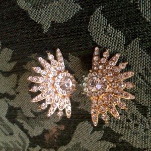 Vintage Crystal Sun Stud Earrings